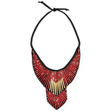 Red Beaded Collar Necklace - Swaziland